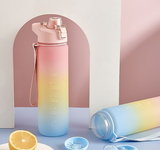 1L Motivational Water Bottle With Straw - Colours - Blue / Pink / Purple_1