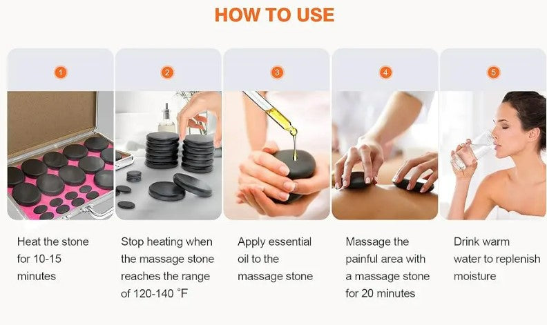 Portable Bianstone Hot Stones Massage Set with Heater Kit - 20 pcs_1