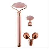 3 in1 Electric Vibrating Natural Rose Quartz Jade Facial Roller_1