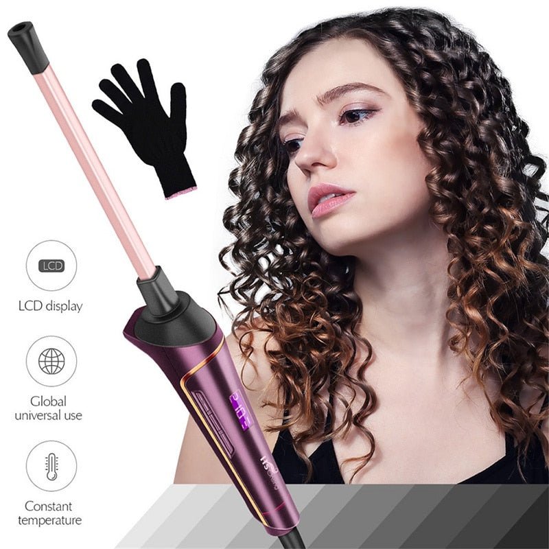 9MM LCD Display Hair Curler Wand