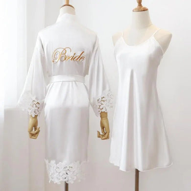 Bridal Lace Kimono Bathrobe & Nightwear - Foxy Beauty