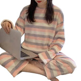 Cartoon Peach Flannel Pajamas Women's Loungewear