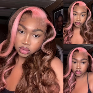 Ombre Strawberry Pink Human Hair Wig