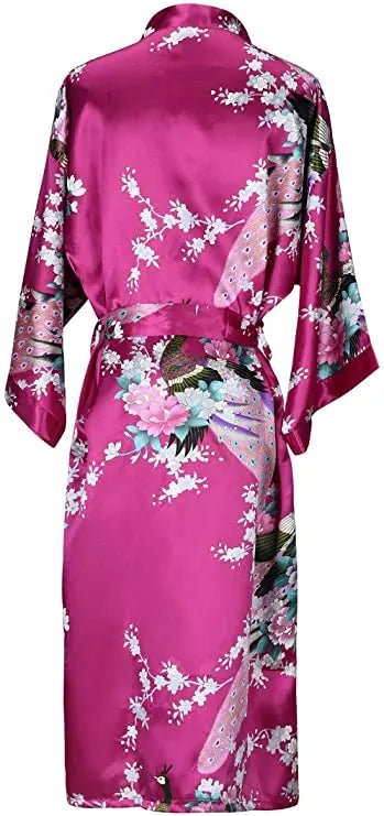 Floral Silk Bridal Kimono Bathrobe Short