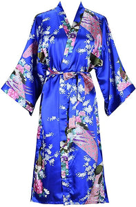 Floral Silk Bridal Kimono Bathrobe Short