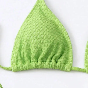 Green Triangle Bikini Top & Skirt Set