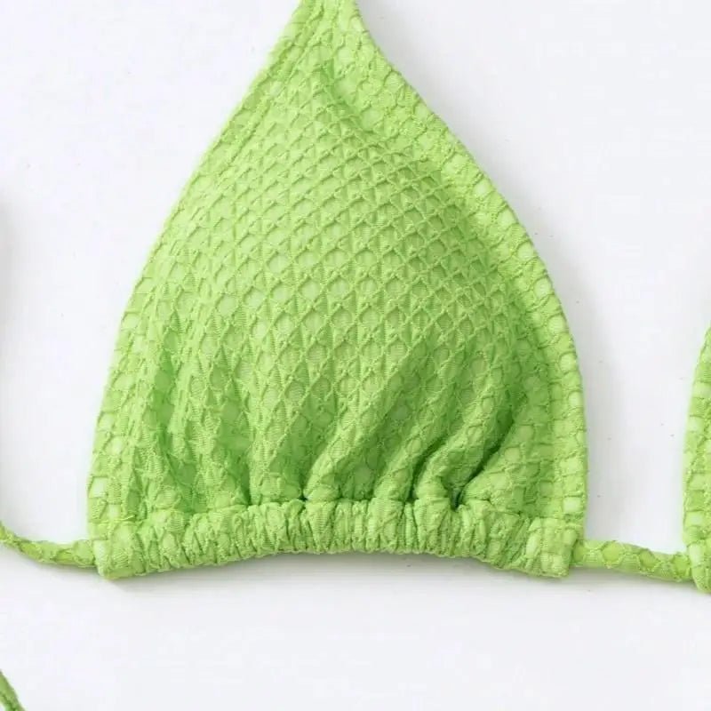 Green Triangle Bikini Top & Skirt Set