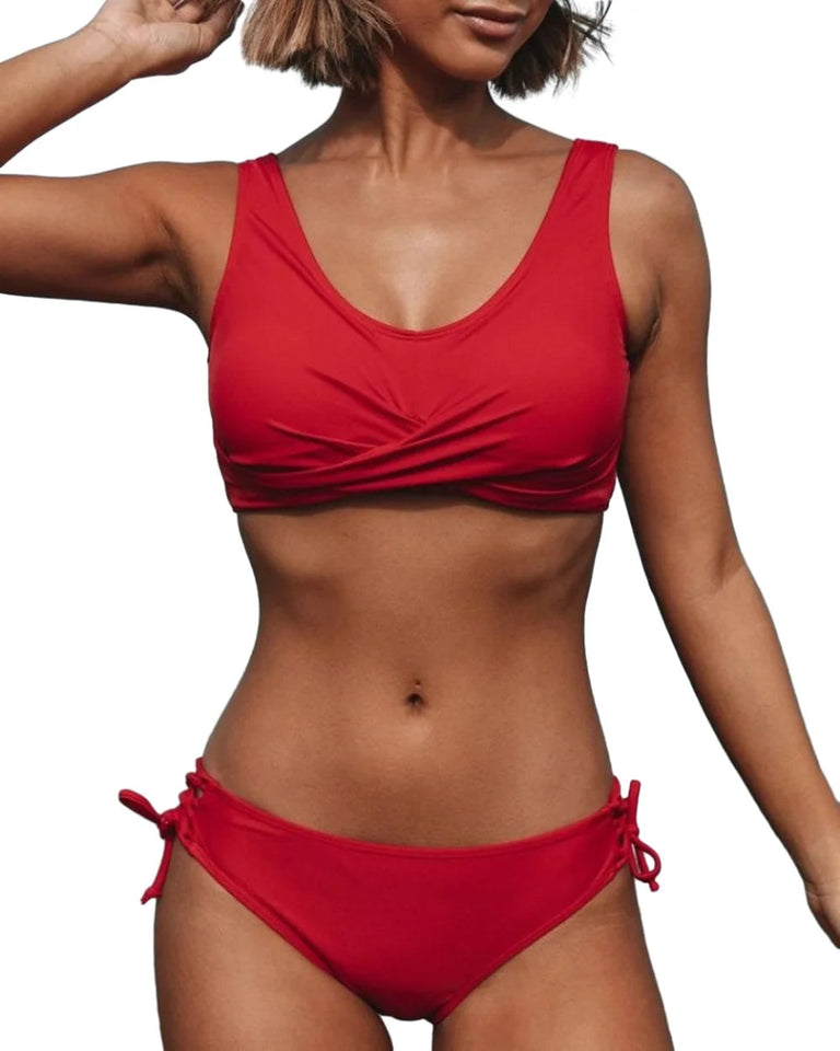 High Waist Push-Up Bikini Swimsuit Set Red