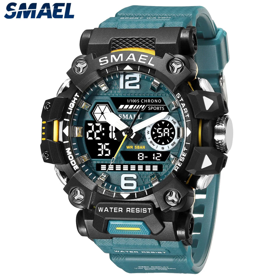 Men's 50m Waterproof Dual Display Sports Watch