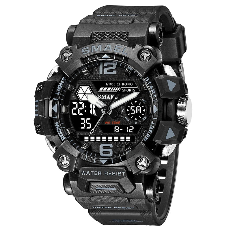 Men's 50m Waterproof Dual Display Sports Watch