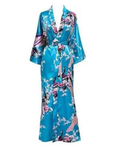 Peacock Floral Kimono Bathrobe Gown