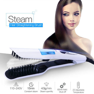 Professional Steam Flat Iron Hair Straightener Comb - Foxy Beauty