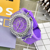 Rhinestone LED Jelly Watches Unisex Luminous