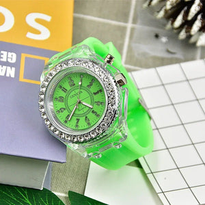 Rhinestone LED Jelly Watches Unisex Luminous