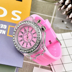 Rhinestone LED Jelly Watches Unisex Luminous