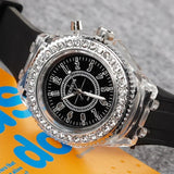 Rhinestone LED Jelly Watches Unisex Luminous