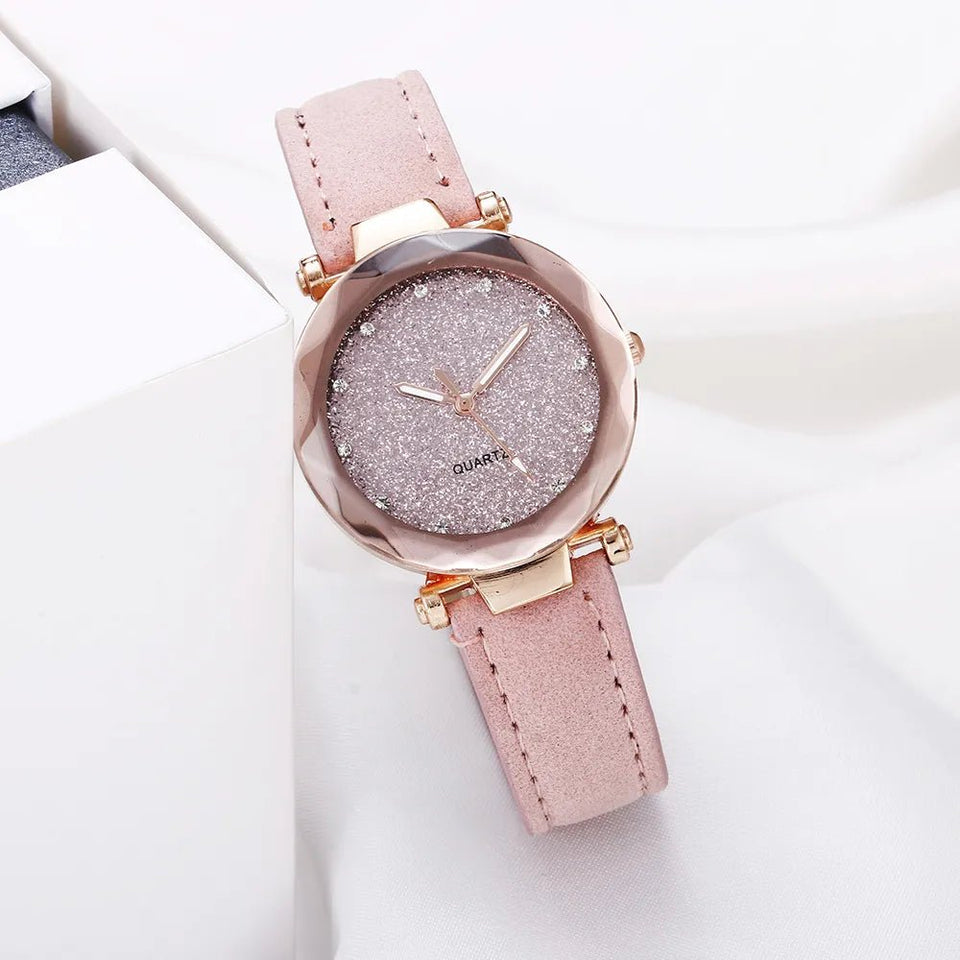 Rhinestone Starry Sky Pink Quartz Watch