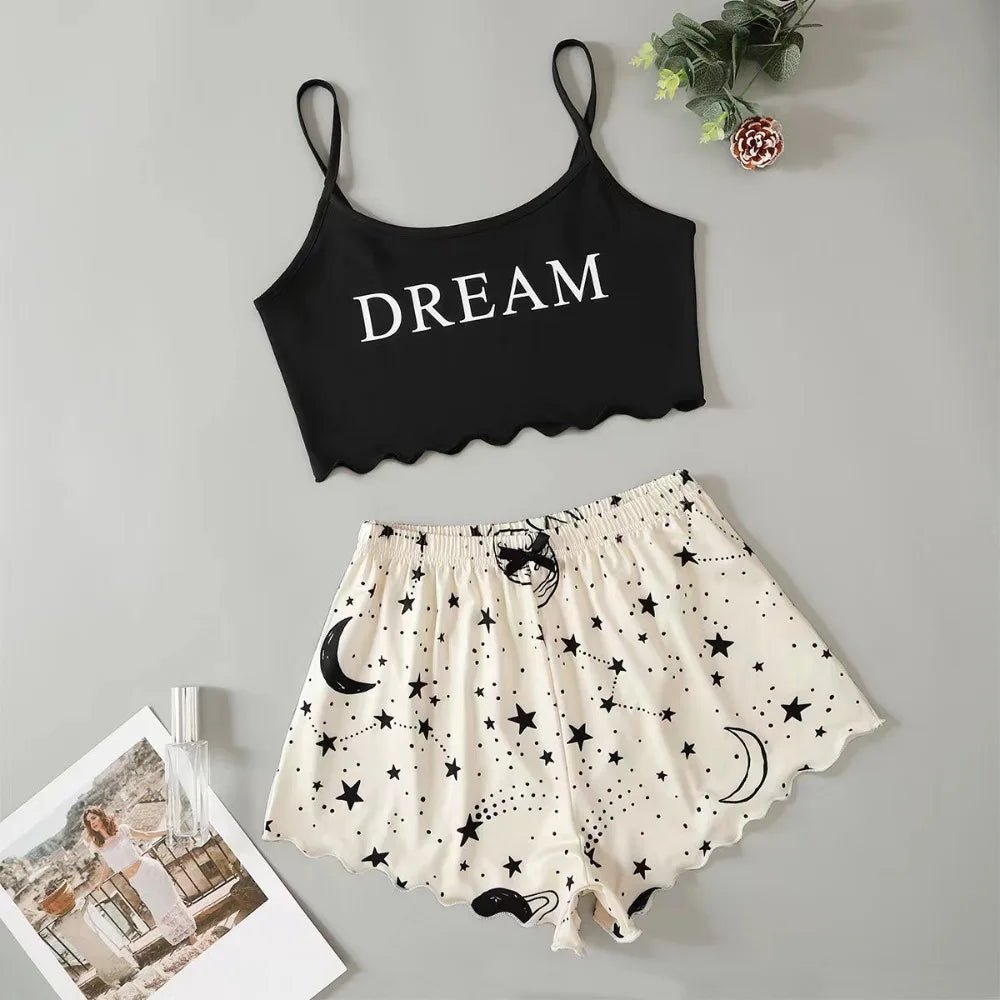 Summer Crop Top Pajama Set