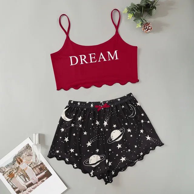 Summer Crop Top Pajama Set