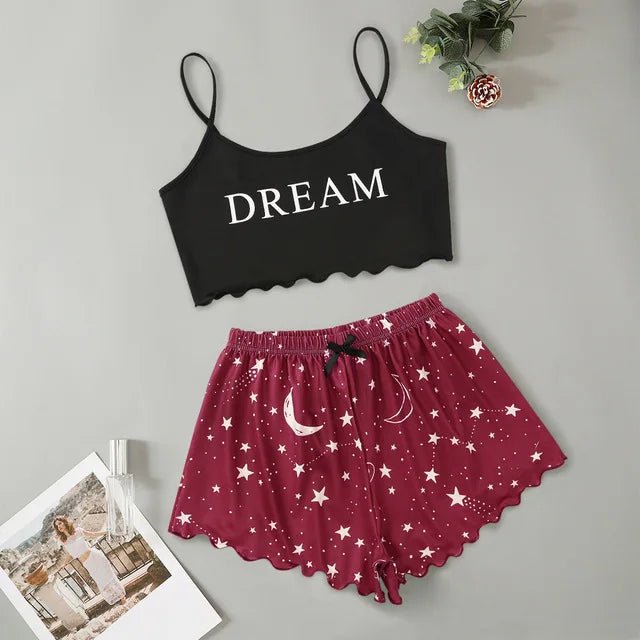 Summer Crop Top Pajama Set