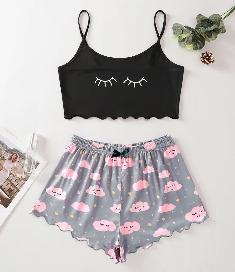 Summer Crop Top Pajama Set