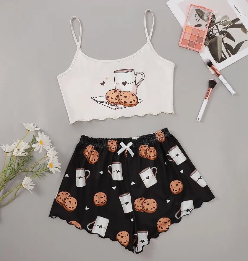 Summer Crop Top Pajama Set