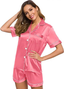 Women's Satin Short Sleeve Pajama Set