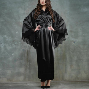Women's Satin Silk Kimono Bathrobe - Foxy Beauty